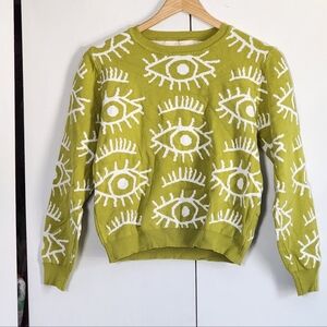 Lizette Collection Eye Pattern Lime Green Sweater